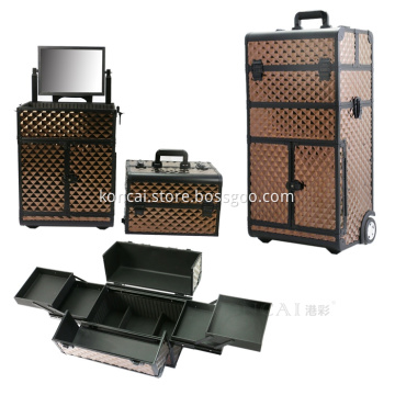 Beauty Rolling Aluminum Nail Makeup Case With Wheels And Handle
